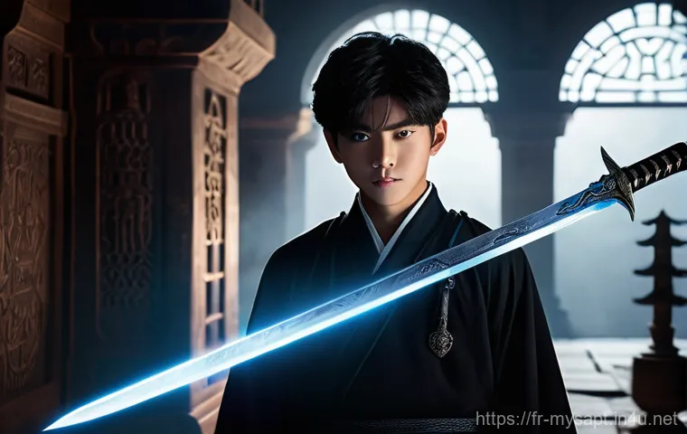 신비아파트 강림 캐릭터 성격 및 역할 - A 13-year-old boy, Kanglim, stands valiantly at 163 cm tall, fully clothed in his distinctive, dark ...