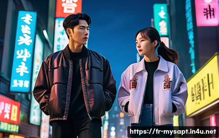 신비아파트 강림과 하리 콤비 플레이 - A dynamic, action-packed scene in a vibrant, futuristic Seoul cityscape at night. A spirited young g...