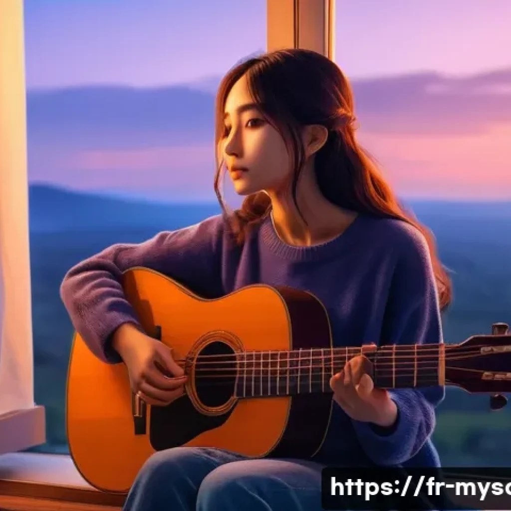신비아파트 엔딩곡 분석 - A serene anime-style scene depicting a young woman sitting quietly by a window during twilight, hold...