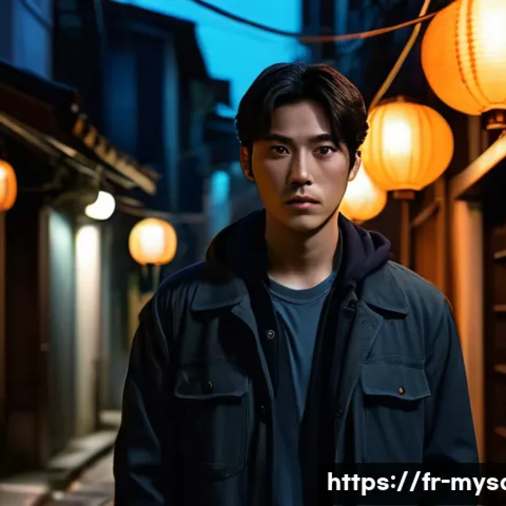 신비아파트 레온과 귀신 사냥 - A brave young male spirit hunter named Leon, wearing modern urban casual clothes with subtle protect...