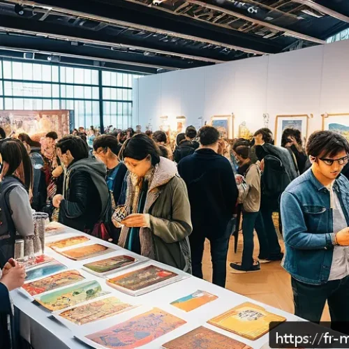 신비아파트 팬덤 커뮤니티 동향 - A vibrant and cozy fan art convention scene in Paris, featuring diverse attendees dressed in casual ...