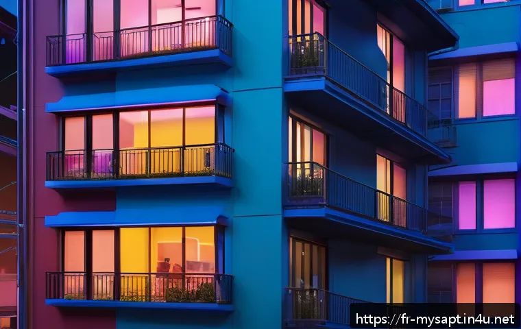 신비아파트 한국 애니메이션 역사적 위상 - A vibrant, modern Korean animated apartment building at dusk, glowing warmly with mysterious shadows...